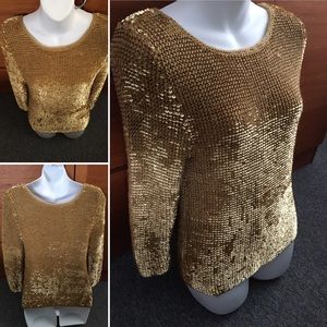 Gold Sequin Mermaid Sweater metallic Knit Sparkle